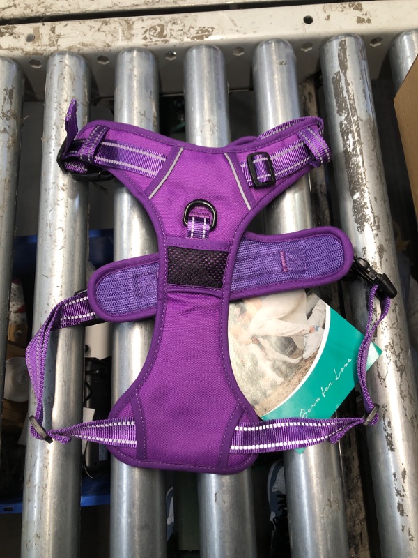 Photo 2 of (READ FULL POST) PoyPet No Pull Dog Harness, No Choke Reflective Dog Vest, Adjustable Pet Harnesses with Easy Control Padded Handle for Small Medium Large Dogs(Purple Matching Trim,L)