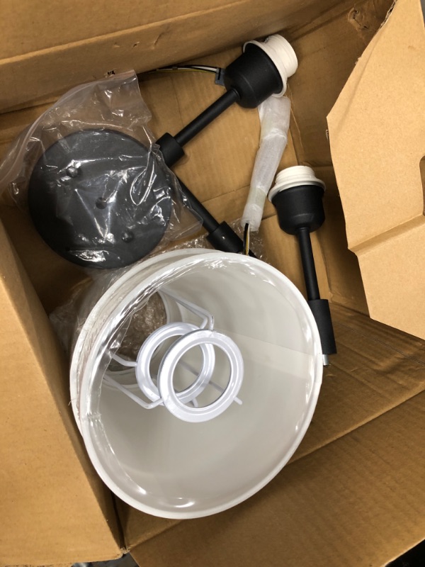 Photo 1 of PERMO Classic Rustic Double Sconce 2-Lights Wall Sconce Lighting Fixture with Flared White Textile Lamp Shade and and Black Finished Long Arm,Wall Sconce Light Fixture for Bathroom Bedroom Bedside