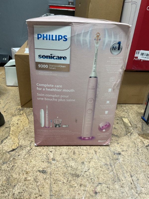 Photo 2 of (NO CHARGER) Philips Sonicare DiamondClean Smart 9300 Electric Toothbrush, Sonic Toothbrush with App, Pressure Sensor, Brush Head Detection, 4 Brushing Modes and 3 Intensity Levels, Pink, Model HX9903/25