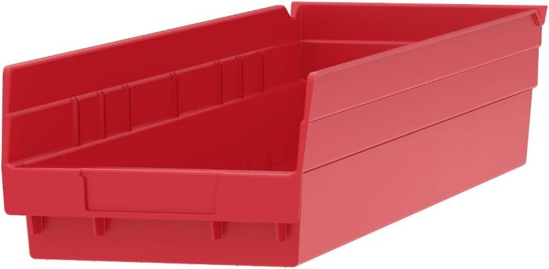 Photo 1 of AKRO-MILS Shelf Storage Bin, Red, Plastic, 23 5/8 in L x 6 5/8 in W x---3 pack