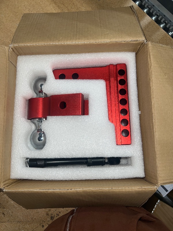 Photo 2 of Adjustable 6" Drop/Rise Trailer Hitch for 2" Receiver with Anti-Theft Locks, Dual Ball Mount Tow & Stow Hitch with 2-Inch, 2-5/16-Inch Chrome Plated Steel Balls Max. 7,500lbs/12,000lbs GTW (Red)