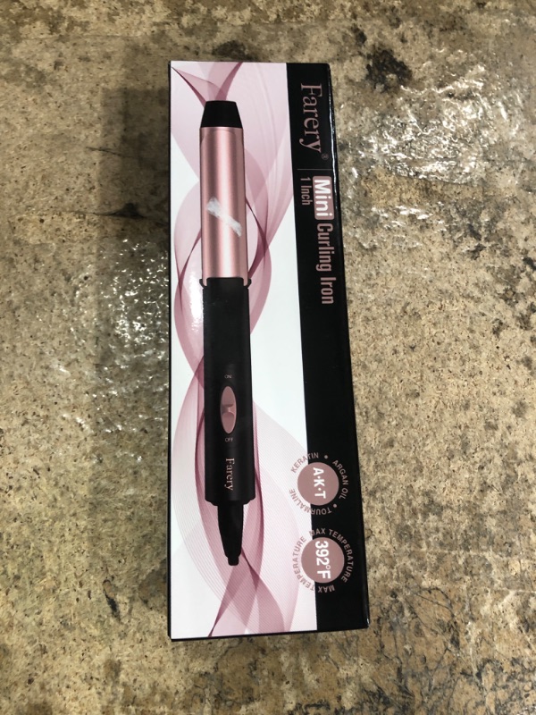 Photo 2 of 1 Inch Dual Voltage Ceramic Curling Iron with Keratin & Argan Oil, Mini Hair Curler, Travel Size with Storage Bag