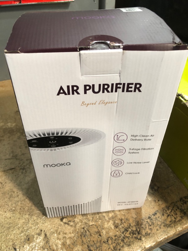 Photo 1 of Air Purifiers for Home Large Rooms up to 1200ft², MOOKA H13 True HEPA Air Purifier for Bedroom Pets with Fragrance Sponge, Timer, Air Filter Cleaner for Smoke, Odor, Dander, Pollen (White)