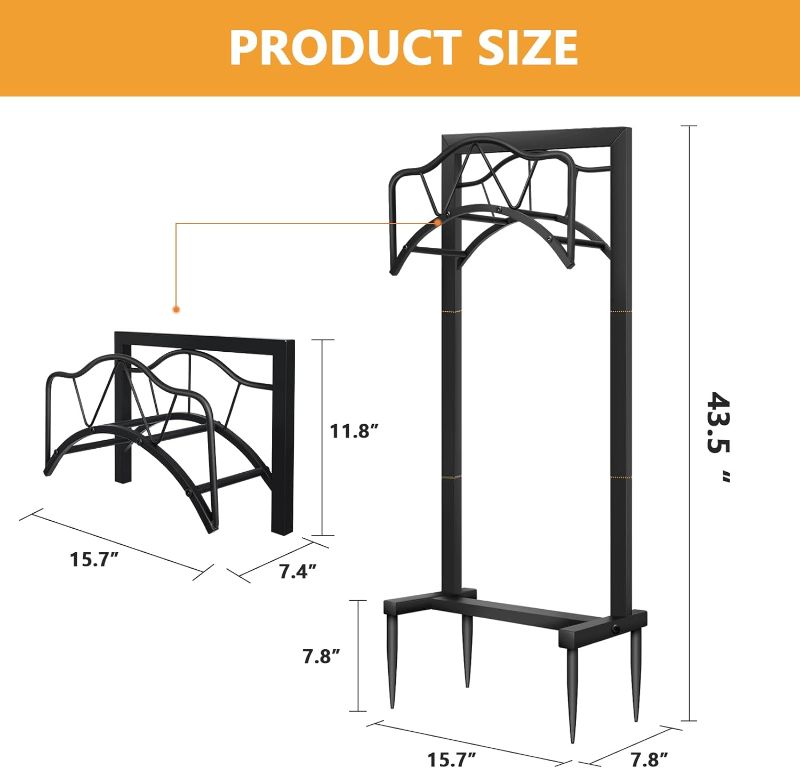 Photo 3 of (READ FULL POST) Garden Hose Holder Freestanding Outdoor - Heavy Duty Water Hose Holders for Outside,Metal Hose Stand with 4 Spikers,Hose Hanger Free Standing,Hose Storage for Outside,Holds 150-feet Hose,Black