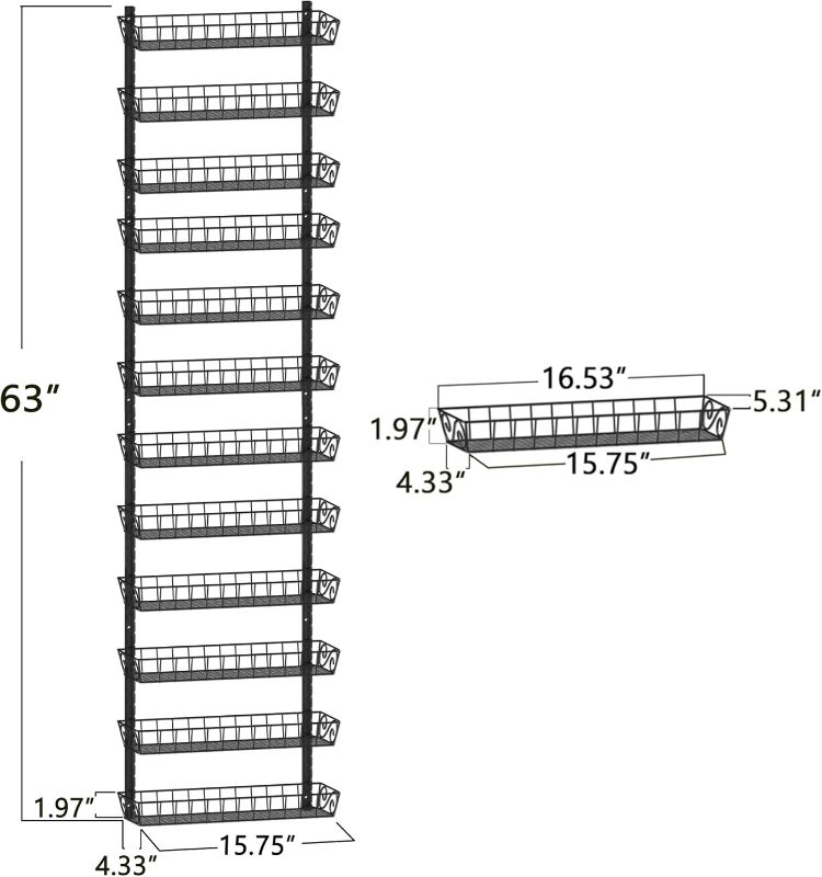 Photo 3 of (READ FULL POST) SWOMMOLY Adjustable Wall Mount Spice Rack Organizer, 12-Tier Dual-use (Multi-use) Hanging Spice Shelf Storage for Kitchen Pantry Cabinet Door, Seasoning Holder Organizer, Black