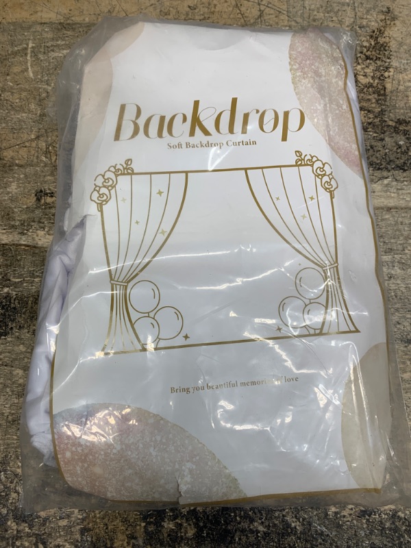 Photo 1 of 10 ft x 7 ft Wrinkle Free White Backdrop Curtain Panels