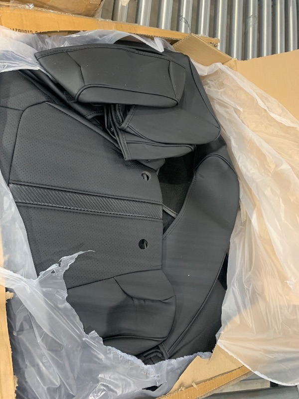 Photo 1 of ***USED - LIKELY MISSING PARTS - MIGHT NOT BE A FULL SET***
Super Cover for Toyota Tundra Seat Covers 2014-2021 (CrewMax only), Full Covered Leather Seat Protectors for Tundra 2014 2015 2016 2017 2018 2019 2020 2021 Car Accessories (Black with Carbon Fibe