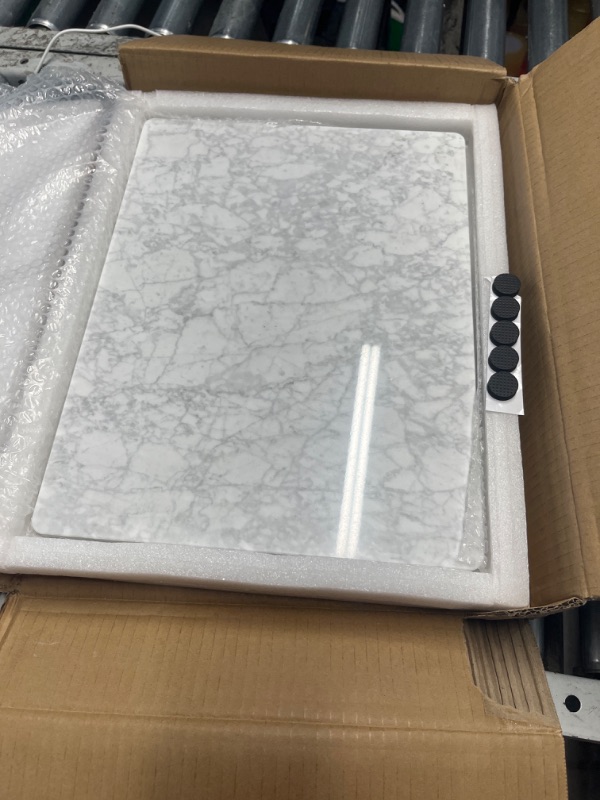 Photo 1 of Adolif Natural Carrara White Marble Pastry and Cutting Board, 12x16x0.5 Inch, Heavy for Dough Chocolate, Pack of 1