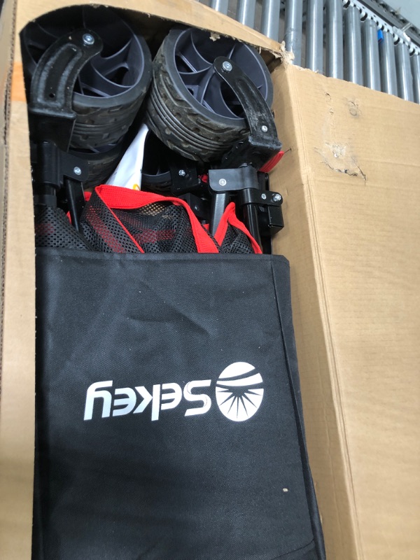 Photo 1 of Sekey 400L Double Decker Beach Wagon 50''L Extra-Long Extended Shelf, Collapsible Wagon Cart with 500lbs Capacity, Heavy Duty Folding Wagon All-Terrain Wheels for Camping, Sports, Garden. Red&Black