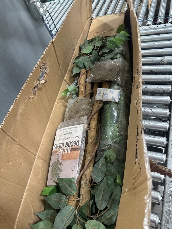 Photo 1 of Keeplush 7ft Large Ficus Artificial Trees with Natural Curved Trunks, 84" Tall Lush Faux Tree for Home Decor Indoor, Green Lifelike Fake Ficus Tree Artificial Plants in Pot?Set of 2?