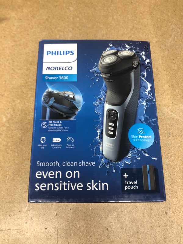 Photo 4 of * MISSING PARTS* Philips Norelco Shaver 3600, Rechargeable Wet & Dry Electric Shaver with Pop-Up Trimmer, Travel Storage Pouch and Protective Cap, S3243/91 Storm Blue Shaver Series 3000