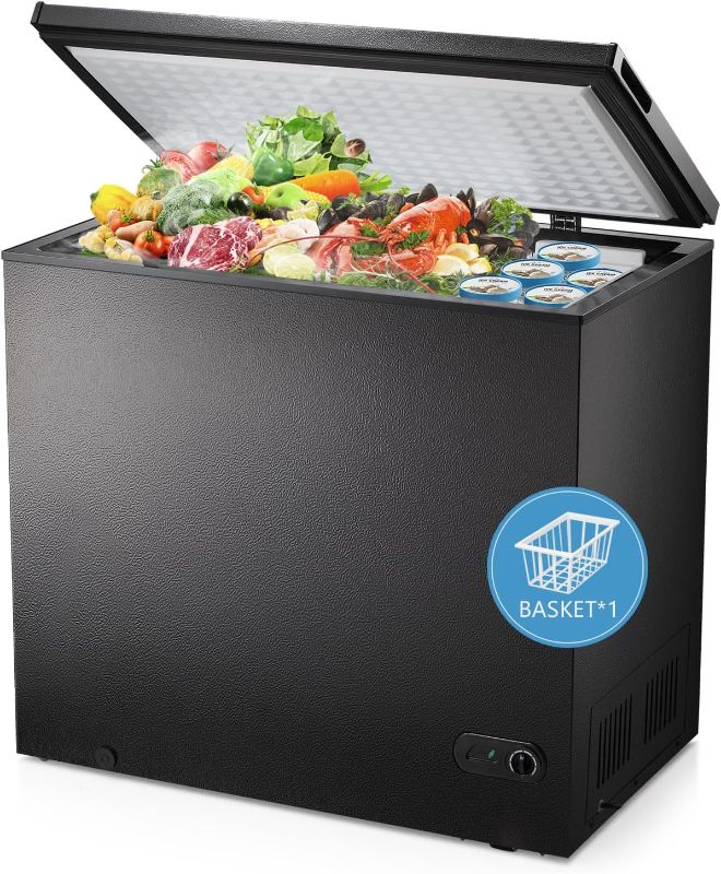 Photo 1 of **NOT EXACT SAME AS STOCK PHOTO // SEE NOTES** 7.0 Cubic Feet Chest Freezer with Removable Basket, Large Deep Freezer with Adjustable Temperature, Energy Saving, Top Open Door Compact Freezer for Home/Kitchen/Office/Bar, black