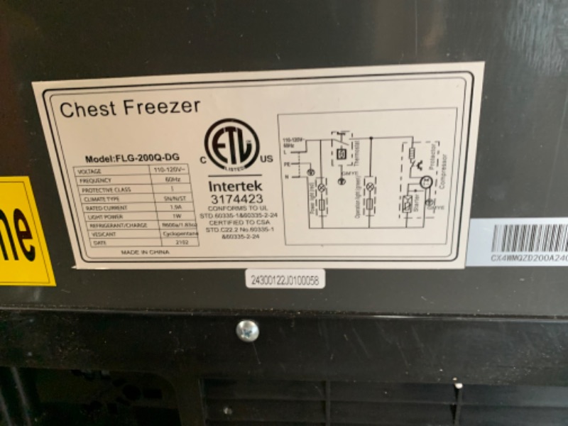 Photo 5 of **NOT EXACT SAME AS STOCK PHOTO // SEE NOTES** 7.0 Cubic Feet Chest Freezer with Removable Basket, Large Deep Freezer with Adjustable Temperature, Energy Saving, Top Open Door Compact Freezer for Home/Kitchen/Office/Bar, black