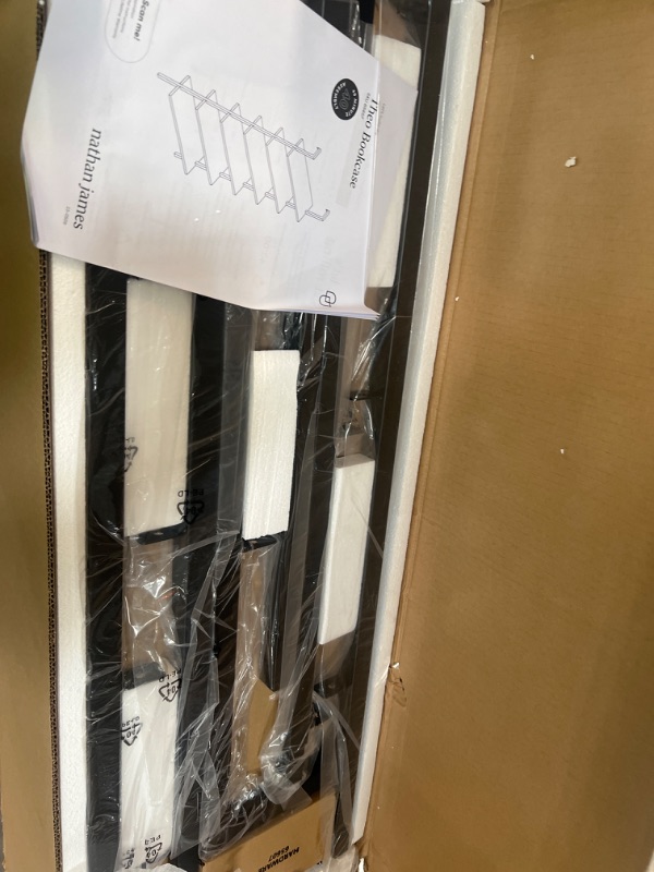 Photo 1 of ODK 6-Tier Ladder Shelf, 87 Inches Wall Mounted Ladder Bookshelf with Metal Frame, Open Industrial Shelves for Home Office, Bedroom and Living Room, Black