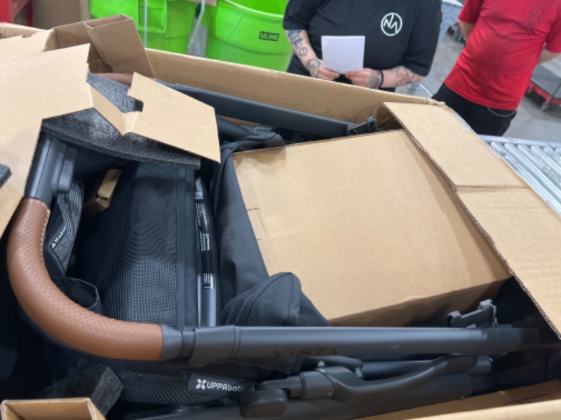 View 2 of UPPAbaby Vista V2 Stroller / Convertible Single-To-Double System / Bassinet, Toddler Seat, Bug Shield, Rain Shield, and Storage Bag Included / Greyson (Charcoal Mélange/Carbon Frame/Saddle Leather)