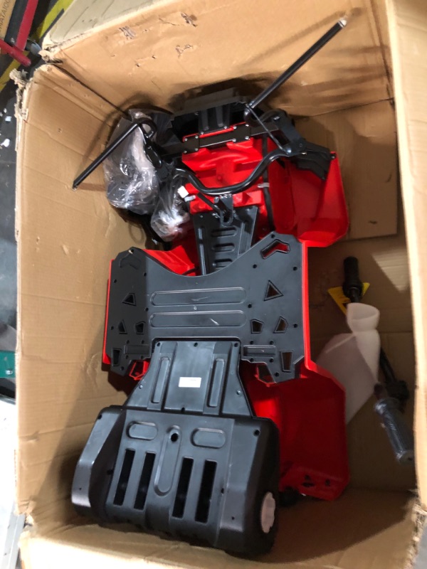 Photo 4 of ***INCOMPLETE - MISSING PARTS - UNTESTED - SEE COMMENTS***
24V Kids ATV, Two Seater Ride on Car 4WD Quad Electric Vehicle, 4x200W Powerful Engine, with 7AHx2 Large Battery, Accelerator Handle, EVA Tires, Full Metal Suspensions, LED Light & Music, Red