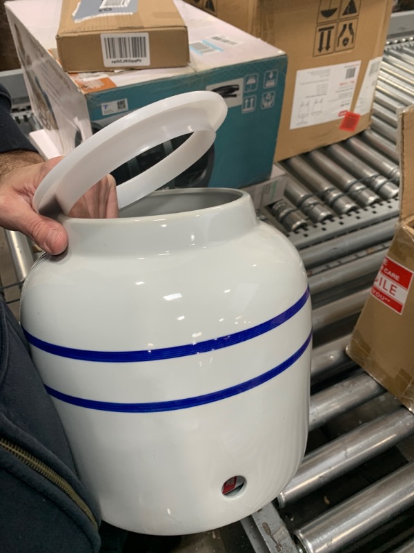 Photo 2 of *****MISSING THE SPIGOT*******New Wave Enviro Porcelain Water Dispenser, Classic Blue Stripe Design, 2.5 Gallon Capacity, Included BPA Free Spigot, Dispenser for Beverages, Lotions, Shampoos