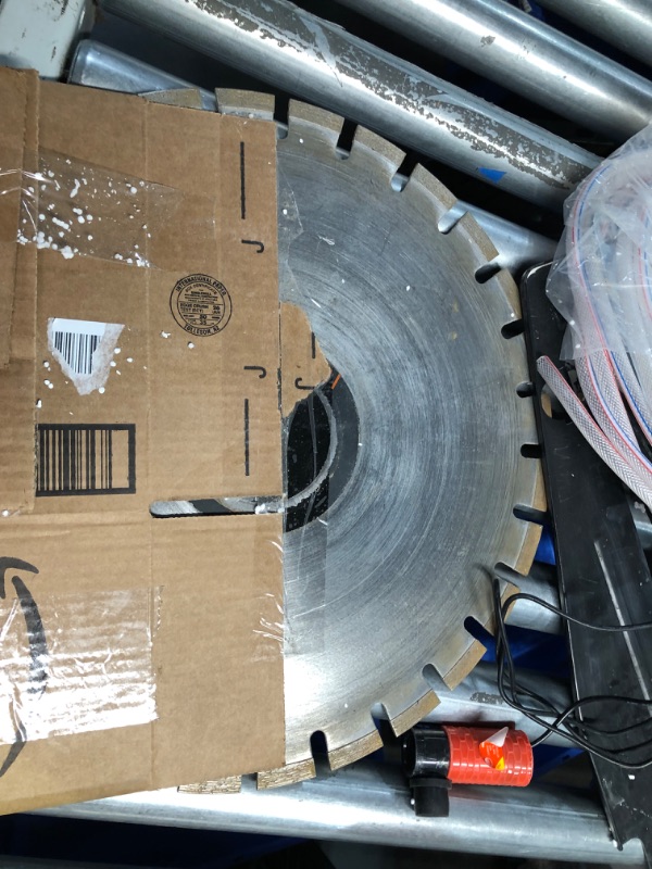 Photo 3 of ***HEAVILY USED AND DIRTY - INCOMPLETE - MISSING PARTS - SEE PICTURES***
VEVOR Electric Concrete Saw, 16 in, 3200 W 15 A Motor Circular Saw Cutter with Max. 6 in Adjustable Cutting Depth, Wet Disk Saw Cutter Includes Water Line, Pump and Blade, for Stone,