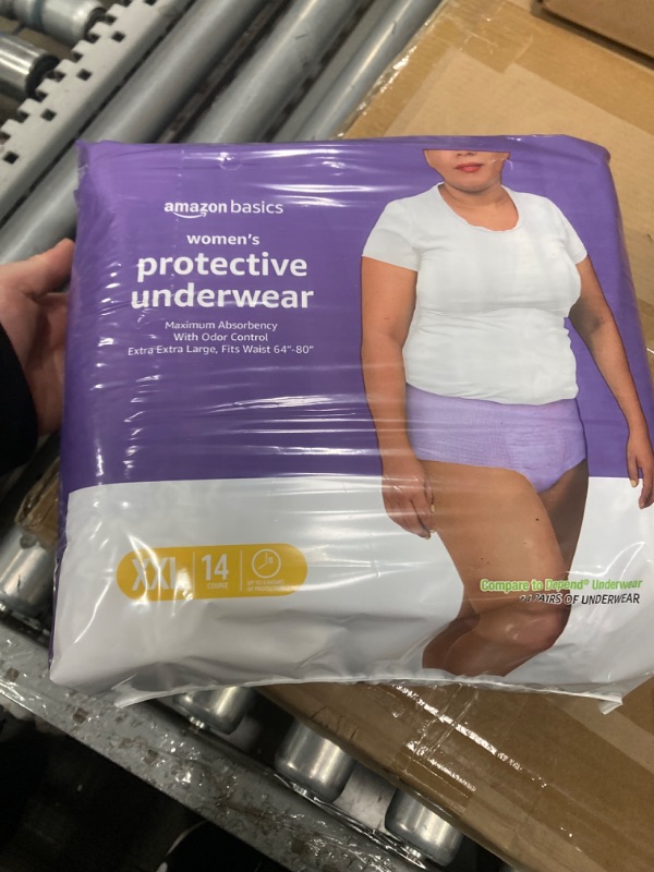 Photo 1 of Amazon Basics Incontinence & Postpartum Underwear for Women, Maximum Absorbency, 2X Large, 14 Count, Lavender (Previously Solimo)