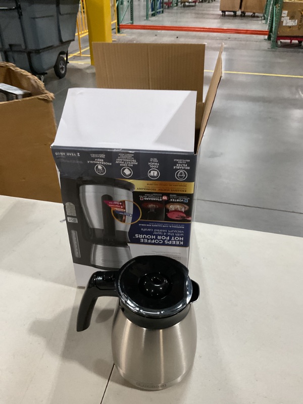 Photo 2 of **FOR PARTS ONLY**(NON REFUNDABLE)
BLACK+DECKER 12-Cup Thermal Programmable Coffee maker, Brew Strength Selector, Auto-clean, Black and Silver