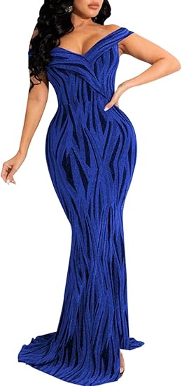 Photo 1 of MAYFASEY Women's Sexy Off The Shoulder Long Maxi Dress - L