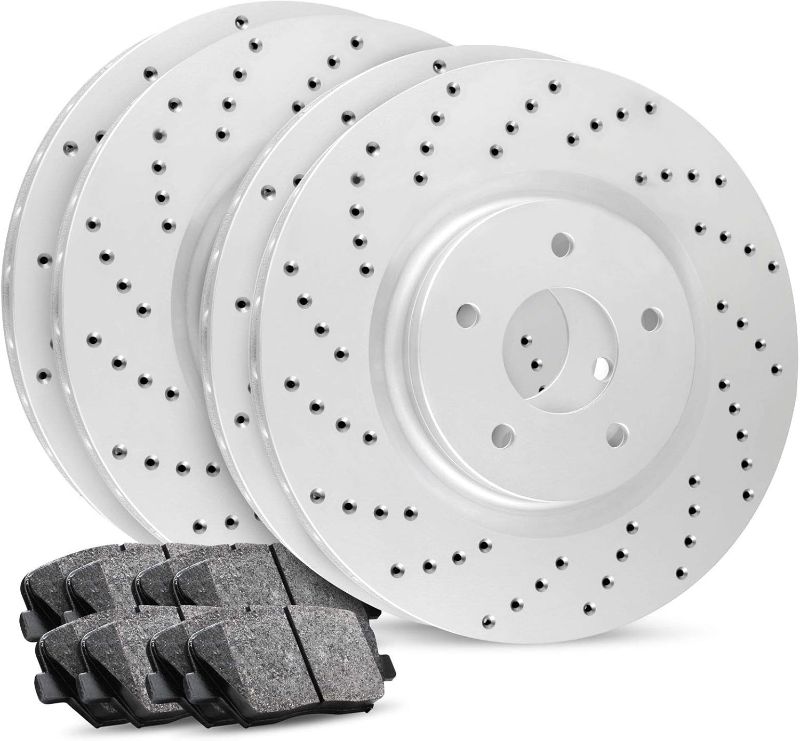 Photo 1 of R1 Concepts Front Rear Brakes and Rotors Kit |Front Rear Brake Pads| Brake Rotors and Pads| Ceramic Brake Pads and Rotors |Hardware Kit|fits 2016-2020 Cadillac CT6
