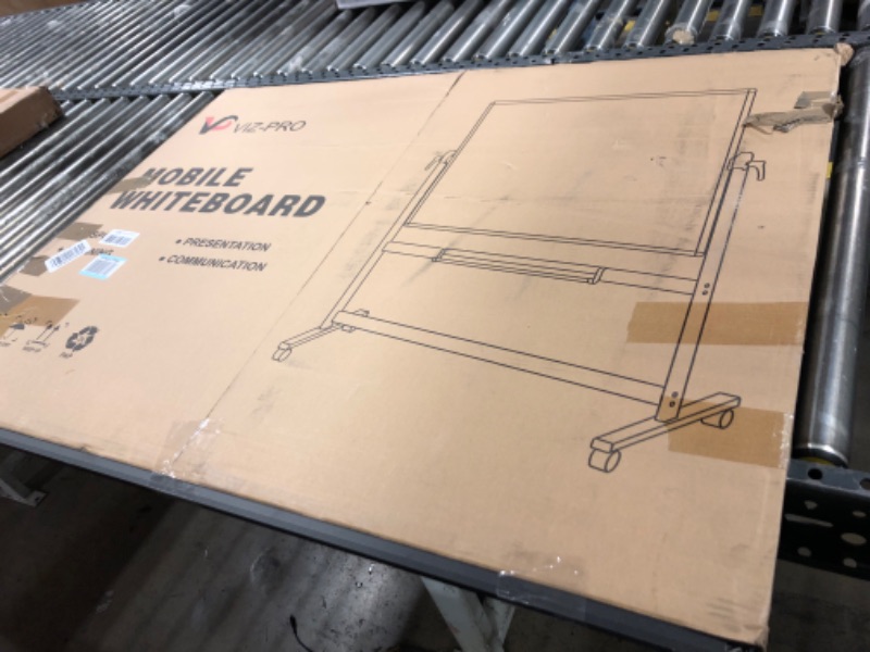 Photo 2 of VIZ-PRO Double-Sided Magnetic Mobile Whiteboard, 48 x 36 Inches, Black Aluminium Frame and Stand