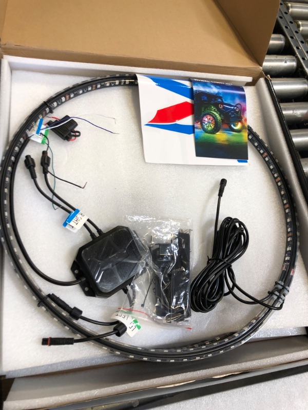 Photo 1 of MICTUNING 17inch V1 RGB+IC Chasing Color Wheel Ring Lights Kit with APP Control, Double-Row Dream Color Chasing Flow Neon Wheel Rim Lights with Turn Signal and Braking for Pickup Truck Car SUV