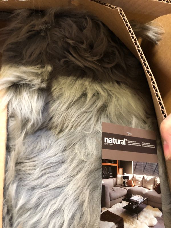 Photo 3 of Set of 4, Natural Sheepskin Chairpad with Non-Slip Backing | 100% Real New Zealand Wool Sheepskin for Car Seat, Accent Chair, or Vanity Chair, Grey