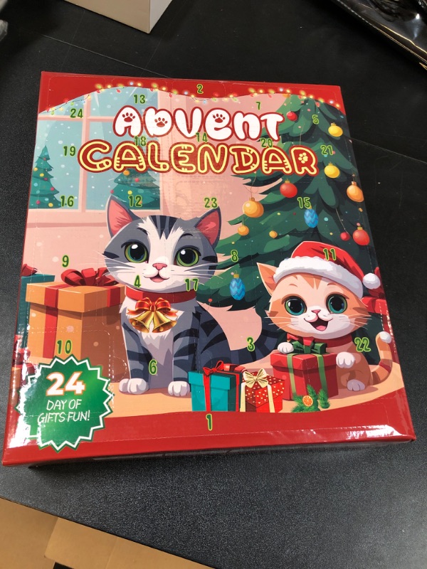 Photo 1 of Cat Advent Calendar 2024, Christmas Countdown Calendar for Indoor Cats. 24 PCS Interactive Cat Toys Including Teaser Wand, Mouse, Bow Tie, Ball Toys. Pet Surprise Xmas Gifts for Kittens and Cat Lovers