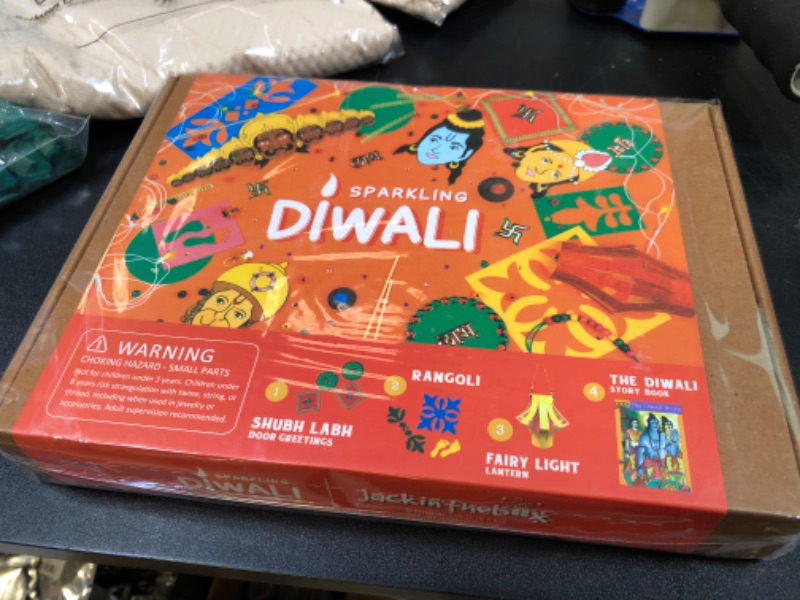 Photo 2 of jackinthebox Diwali Decoration Craft Kit for Kids & Adults, Great Diwali Gift for Girls Boys 5 Years and up, 4 Activities - Rangoli, Shubh Labh Door Greetings, Diwali Lantern & Diwali Story Book