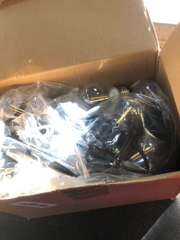 Photo 1 of DomiHue 54FT Solar String Lights Outdoor Waterproof 16+1 LED Bulbs Remote Controlled Timer Dimmable 8 Modes USB Port Solar Lights for Outside, Outdoor Lights for Patio, Yard, Balcony, Garden, Camping