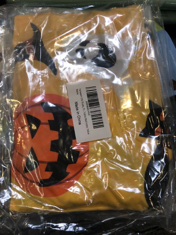 Photo 1 of Halloween Crib Sheets, Fitted Crib Sheet with Cat, Pumpkin, Ghosts, Bat, Crow, and Spider, Measuring 52'' x 28'' to fit Standard Crib & Toddler Mattresses, Yellow