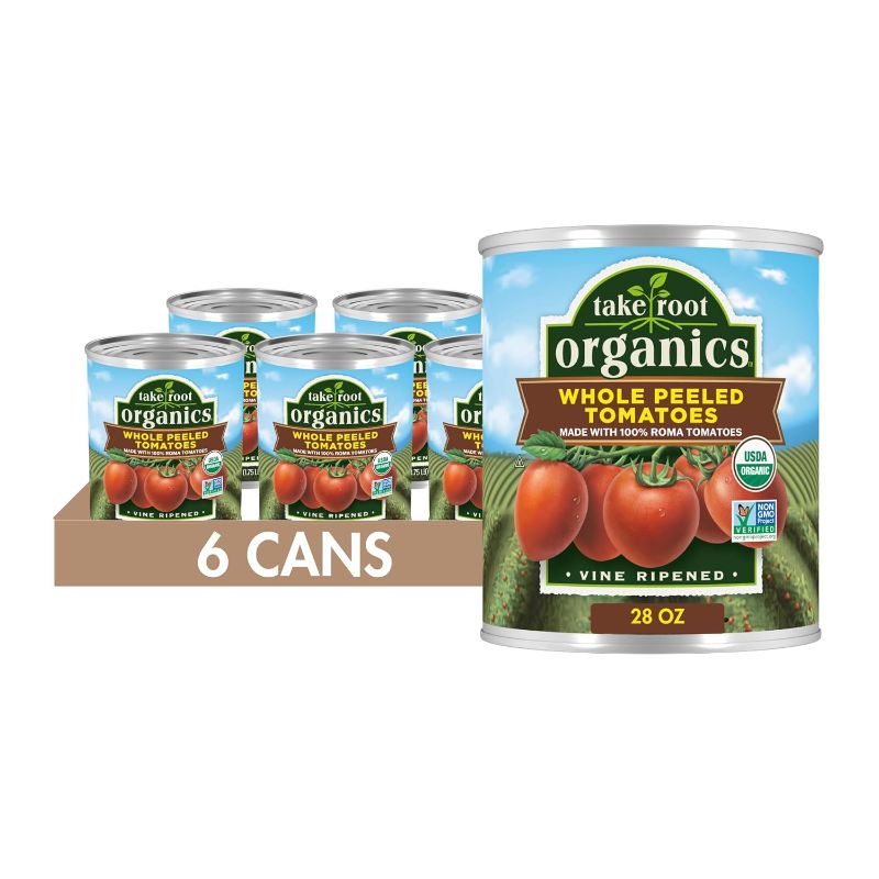 Photo 1 of Take Root Organics Whole Peeled Organic Canned Tomatoes, 28 oz Can (Pack of 6 Cans)-04/2025
