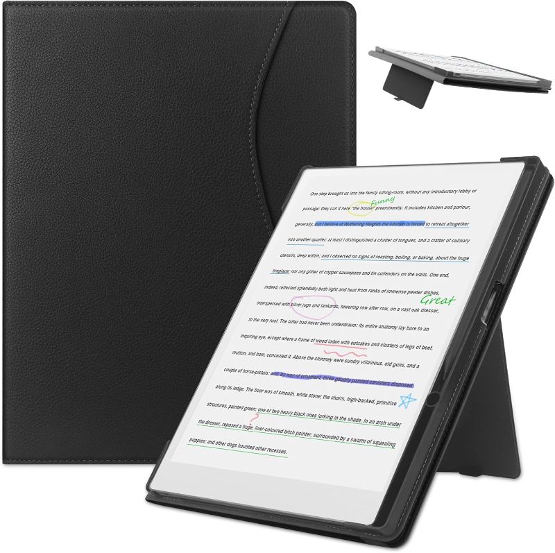 Photo 1 of KuRoKo Stand Case for Remarkable Paper Pro Color Tablet Case 11.8” 2024 Released Folios Cover with Card Pocket and Auto Sleep/Wake & Pen Holder Compatible with Remarkable Paper Pro (Black)
