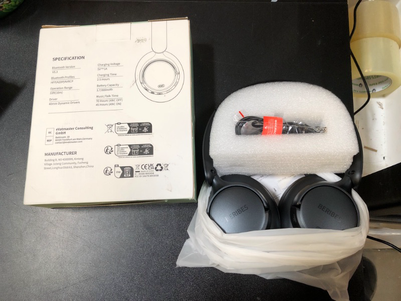 Photo 2 of BERIBES Upgraded Hybrid Active Noise Cancelling Headphones with Transparent Modes