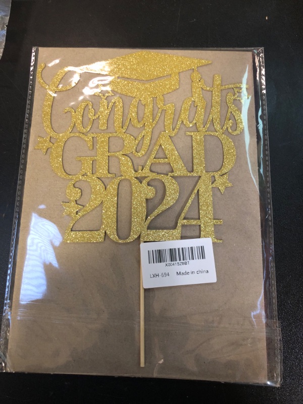 Photo 2 of Qertesl Congrats Grad 2024 Cake Topper,2024 Graduation Cake Topper,High School Graduation, College Graduate Cake Topper, 2024 Graduate Party Decorations Supplies (gold1)