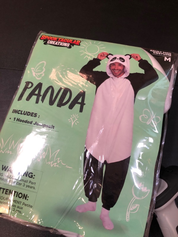 Photo 2 of Spooktacular Creations Adults Unisex Pajama, Panda Hooded Jumpsuit Costume with Hat, Zip-Up Hooded Sleepwear for Halloween Cosplay Costume,  size M