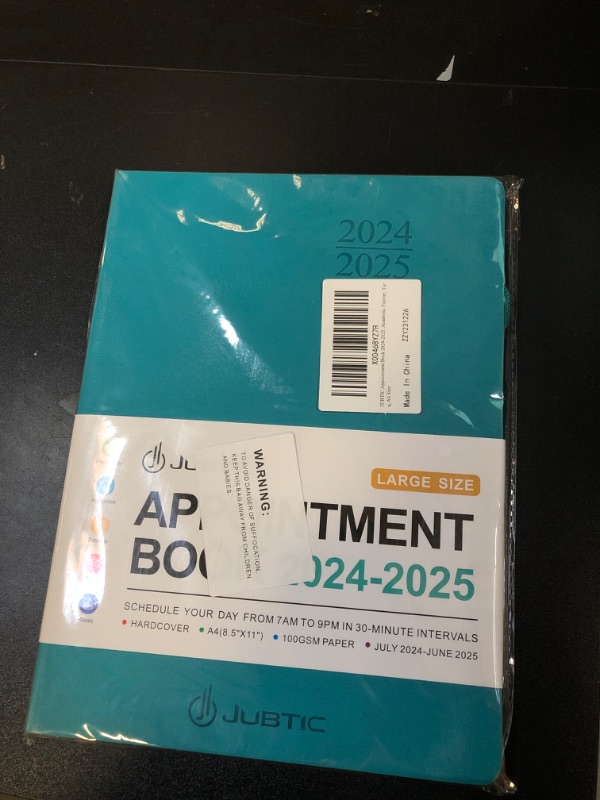 Photo 2 of JUBTIC Appointment Book 2024-2025, 8.5"x11", Jul. 2024 - Jun. 2025 Daily Weekly and Monthly Planner with Hourly Schedule, Academic Planner 2024-2025 with Soft Cover, A4, Turquoise