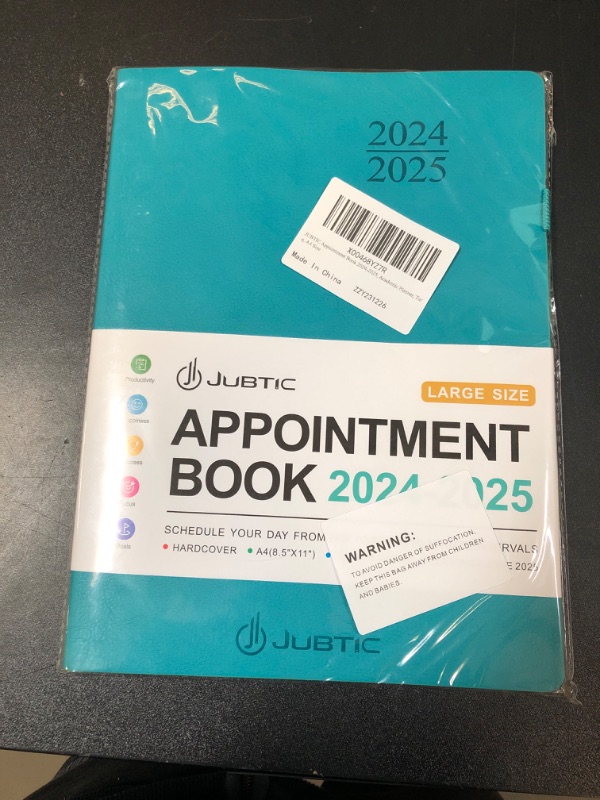 Photo 2 of JUBTIC Appointment Book 2024-2025, 8.5"x11", Jul. 2024 - Jun. 2025 Daily Weekly and Monthly Planner with Hourly Schedule, Academic Planner 2024-2025 with Soft Cover, A4, Turquoise