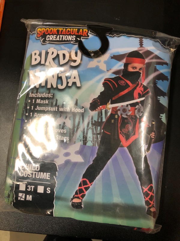 Photo 2 of Spooktacular Creations Kids Ninja Costume, Girl Birdy Red Ninja Costume for Halloween Dress Up Party, Ninja Role Playing (Medium (8-10yr))