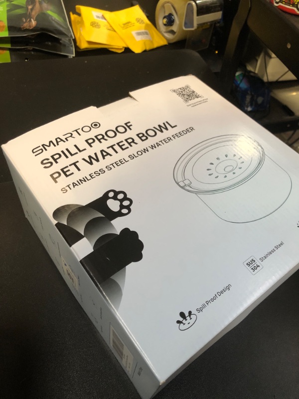 Photo 2 of Smartoo 4L No Spill Dog Water Bowl - 136oz Large Capacity Stainless Steel No Drip Slow Water Feeder Dogs Bowl - Spill Proof Vehicle Carried Travel Dog Water Dispenser for Messy Drinkers