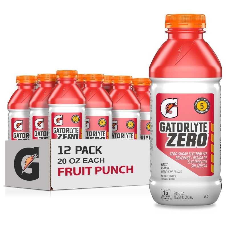 Photo 1 of Gatorlyte Zero, Fruit Punch, Zero Sugar Hydration, 20 Fl Oz (Pack of 12)