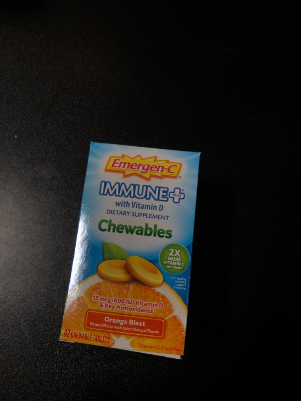 Photo 2 of Emergen-C Immune+ Dietary Supplement Chewable Tablets with Vitamin D - Orange Blast - 42ct exp 12/2024