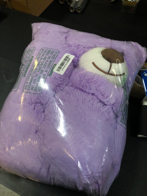 Photo 2 of HollyHOME Teddy Bear Stuffed Animal Plush Giant Teddy Bears with Footprints Big Bear 36 inch Purple