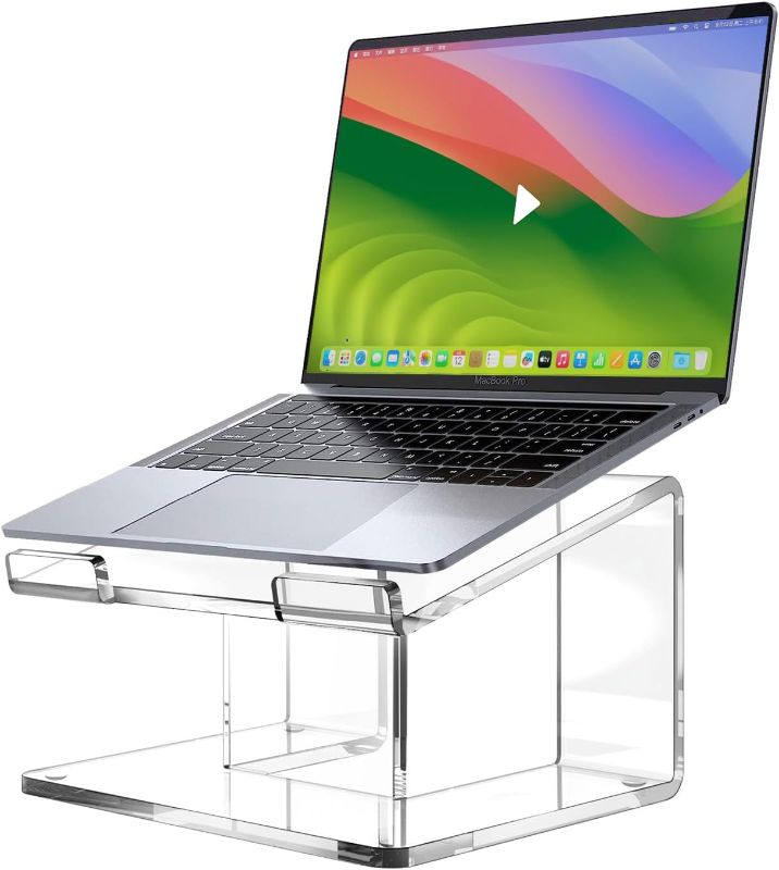 Photo 1 of Acrylic Laptop Stand for Desk, Laptop Riser for 15-17.3 Inch Laptops, Ergonomic Laptop Holder, Computer Stand for Laptop Compatible with Macbooks and Notebooks- Clear