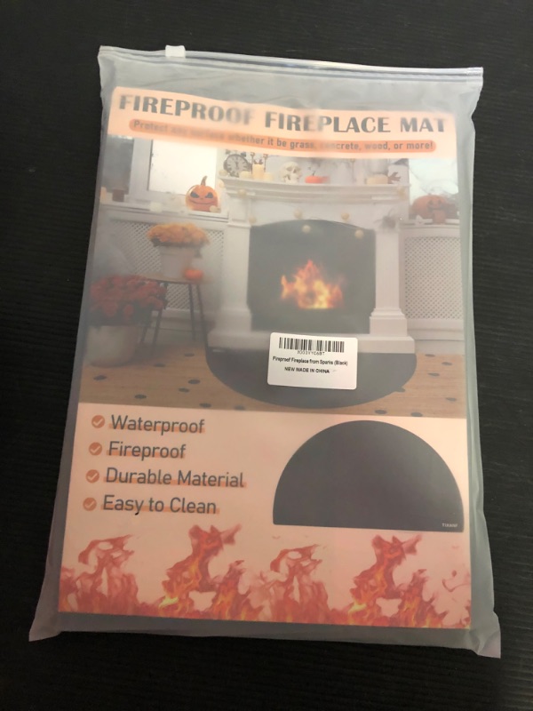 Photo 2 of TIXANF Fireproof Fireplace Mat,24X42 in 4-Layer Fiberglass Fireproof Mat, Half Round Fiberglass Fire Proof Fireplace Area Floor Protection Rug from Sparks Embers(Black)