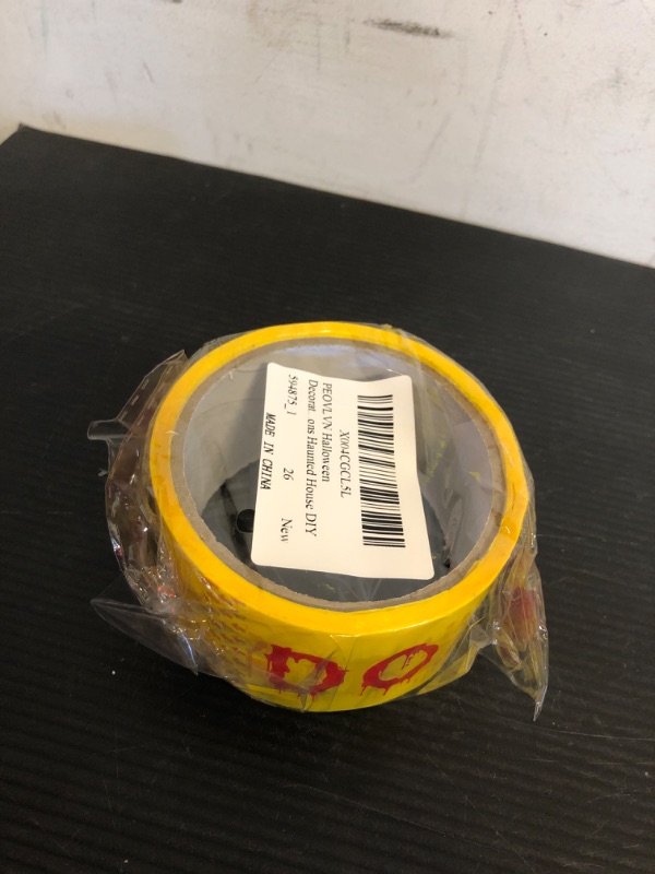 Photo 2 of PEOVLVN Halloween Decorations Outdoor Caution Tape Do Not Enter Caution Tape Yellow Scary Caution Tape Roll Halloween Decorations for Halloween Party Haunted House DIY Creepy Scenes (4.8CM*25M)