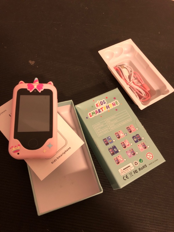 Photo 2 of Nikuku Kids Smart Phone for Girls, Christmas Birthday Gifts for Girls 3-8 Year Old, Toddler Play Cell Phone Toys with Puzzle Games, Pretend Phones for Girls Toys Age 3 4 5 6 7 8 with 8G SD Card(Pink)