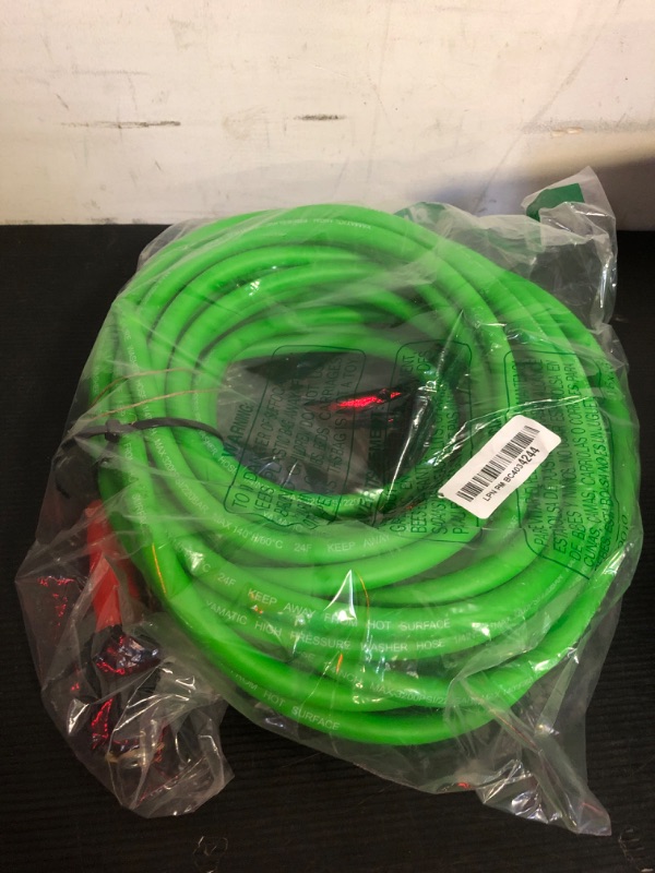 Photo 2 of YAMATIC Super Flexible Pressure Washer Hose 50FT for Power Washer Replacement, Kink Resistant Extension With Leak-Free M22 Female & 3/8" Quick Connect Adapters, 1/4" 3200 PSI, Green